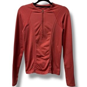 Athleta 1/2 Zip Athletic Tracker Running Long Sleeve Top Women's S Coral Red